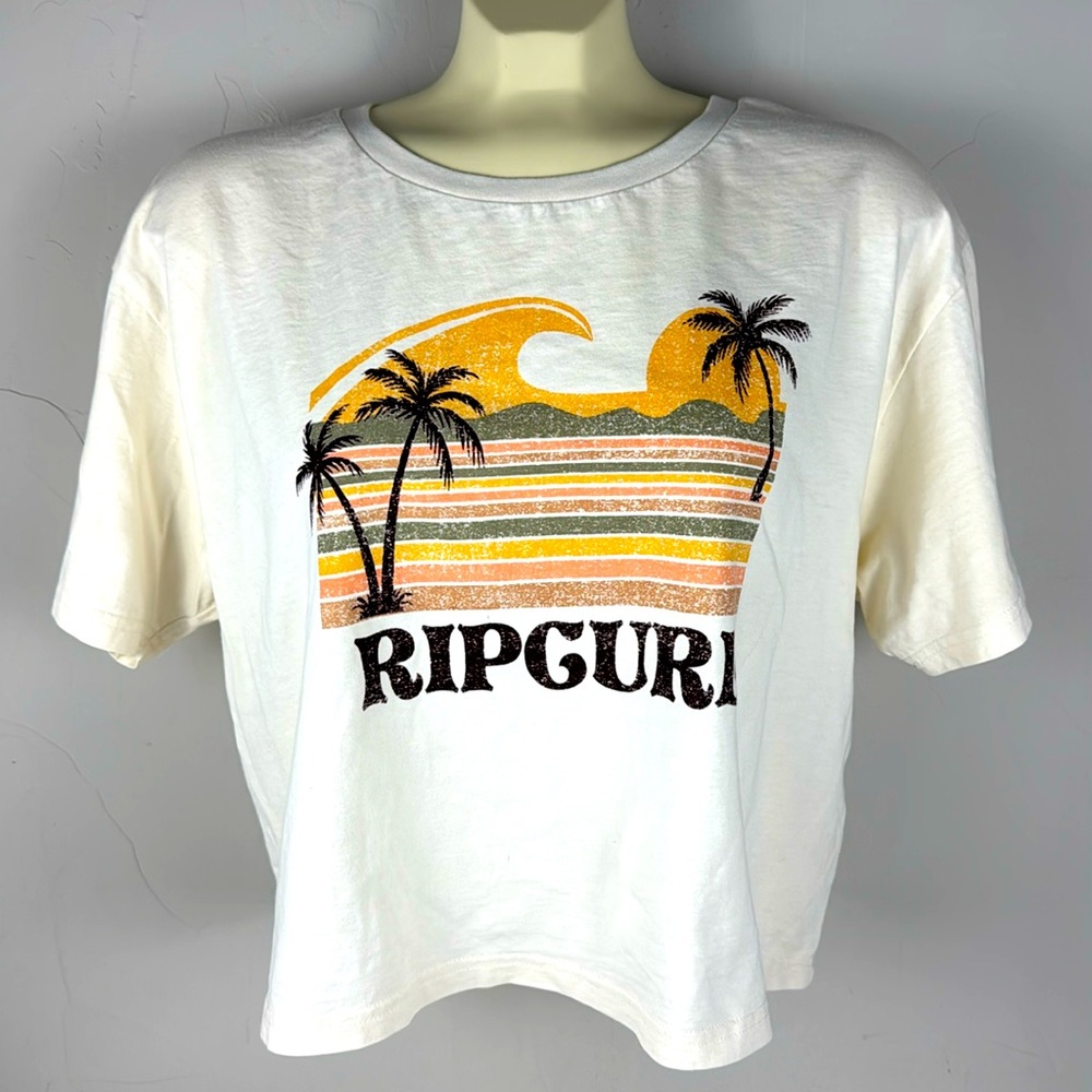 Rip curl Cream Cropped Knit Tshirt Size Large